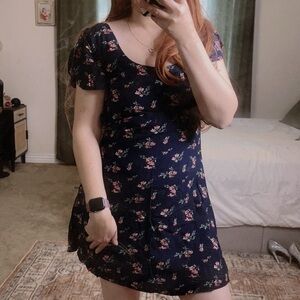 Navy Blue flora mini dress